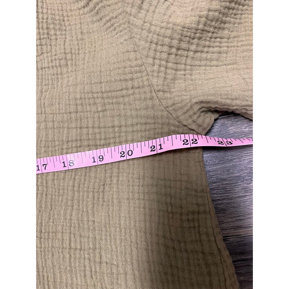 SOLD Organic Cotton Gauze Henley Top S Boho Coastal Grandmacore Olive Tan - Picture 8 of 11